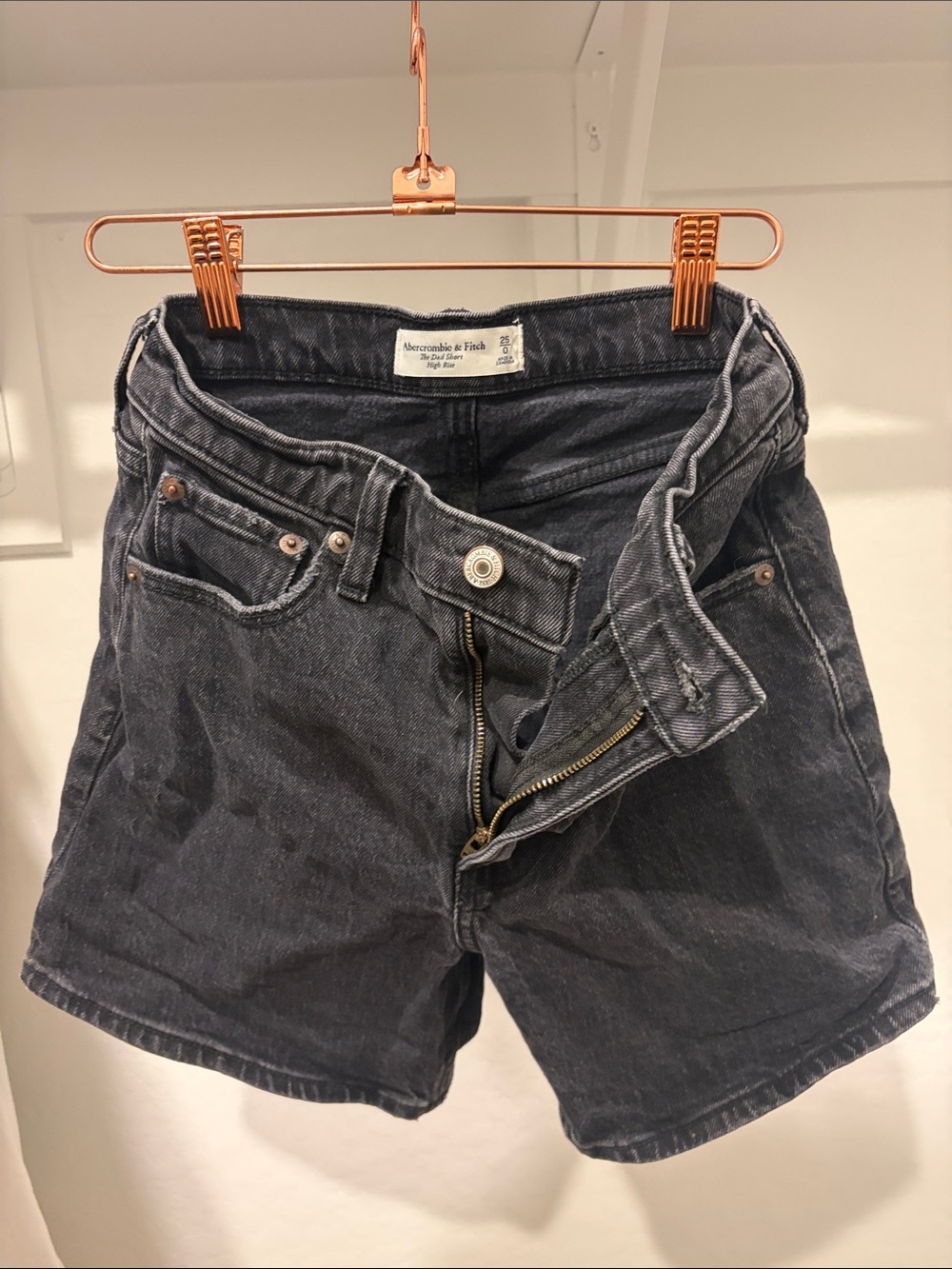 Abercrombie & Fitch The Dad Short Black Wash High-Rise Denim Shorts